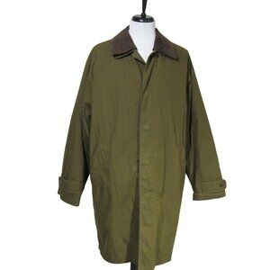 VTG LONDON FOG Mens Olive Green Trench Rain Overcoat M Removable Liner Classic